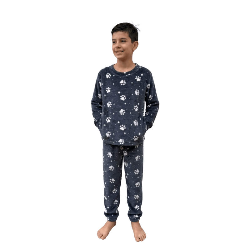Pijama Termica Familiar Huellas Niño