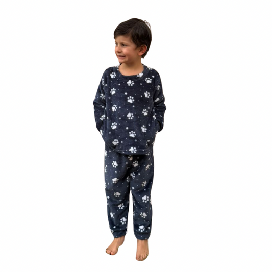 Pijama Termica Familiar Huellas Niño