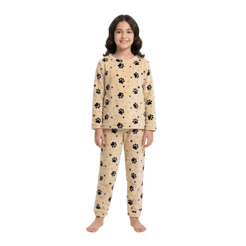 Pijama Termica Familiar Huellas Niña