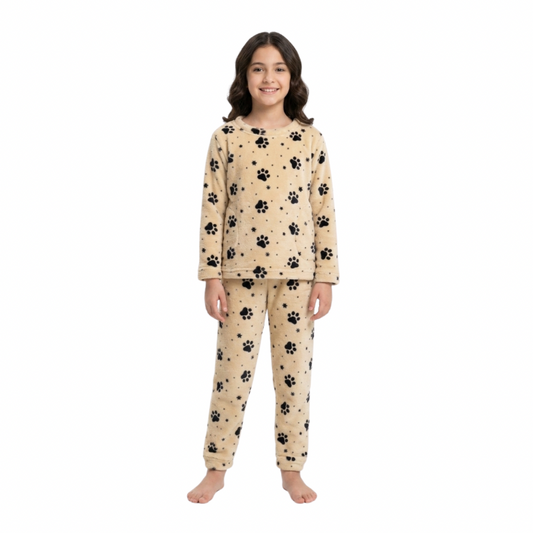 Pijama Termica Familiar Huellas Niña