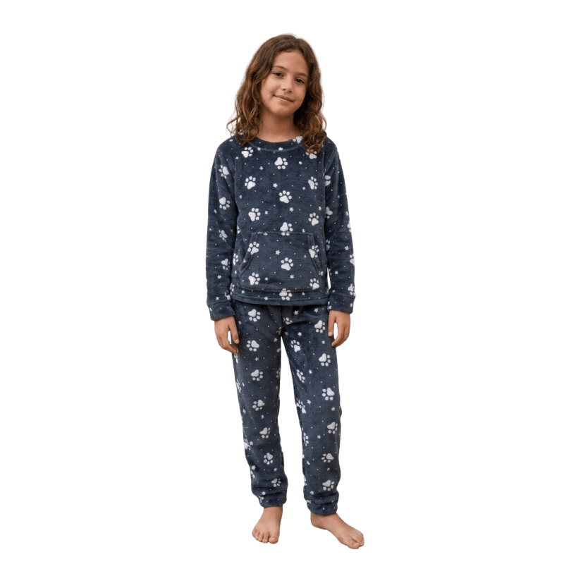 Pijama Termica Familiar Huellas Niña
