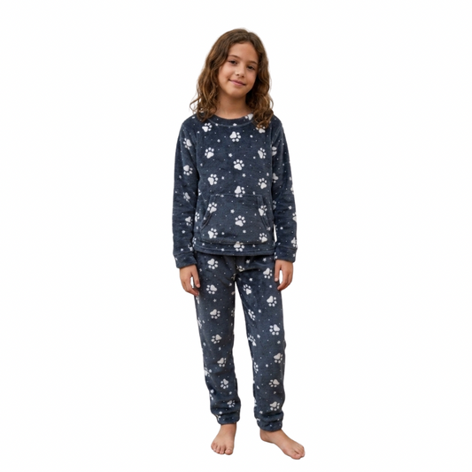 Pijama Termica Familiar Huellas Niña