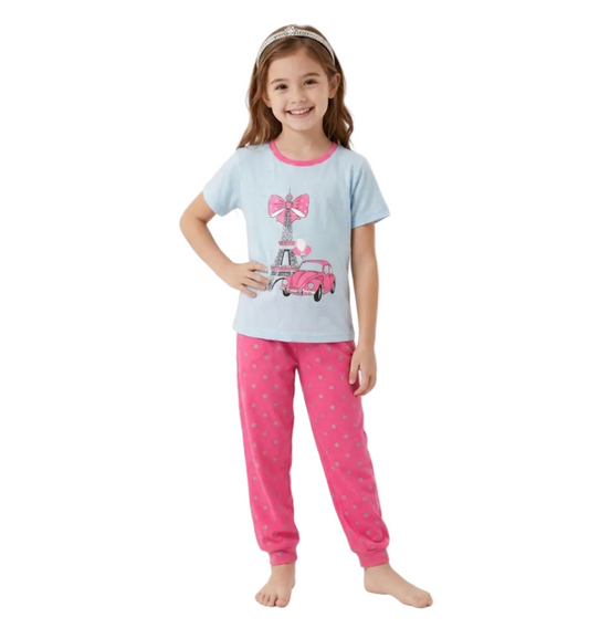 Pijama Puntos Fucsia